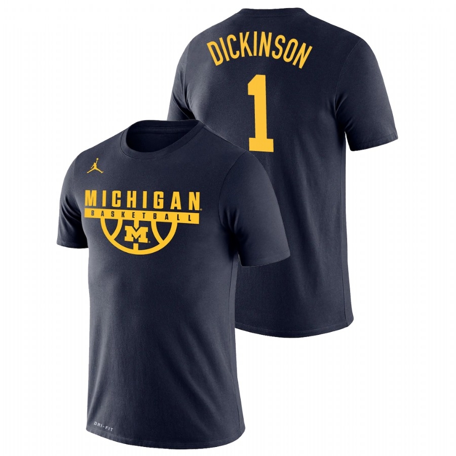 Michigan Wolverines Men's NCAA Hunter Dickinson #1 Navy Drop Legend College Basketball T-Shirt WCZ1049ZN